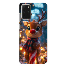 Яркий чехол для Samsung Galaxy S20 Plus с Зимними Оленятами – Олень в шарфе