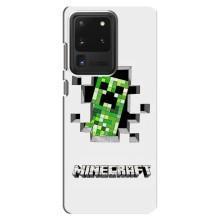 Чехол Майнкрафт на Samsung Galaxy S20 Ultra (AlphaPrint) Minecraft (крипер Майнкрафт)