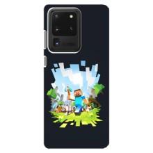 Чехол Майнкрафт на Samsung Galaxy S20 Ultra (AlphaPrint) Minecraft (персонажи Minecraft)