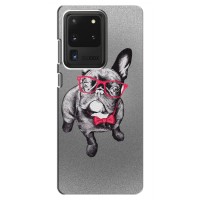 Чехол (ТПУ) Милые собачки для Samsung Galaxy S20 Ultra (Бульдог в очках)