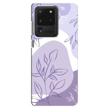 Силиконовый чехол с принтом в цветах на Samsung Galaxy S20 Ultra (Фиолетовый дизайн)