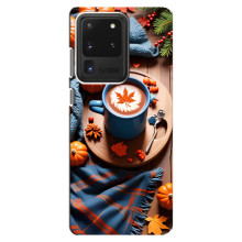 Чехол с уникальным дизайном «Осень с кофе» для Samsung Galaxy S20 Ultra – Кофе и тыквы