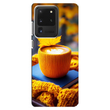 Чехол с уникальным дизайном «Осень с кофе» для Samsung Galaxy S20 Ultra – Кофе с жёлтым