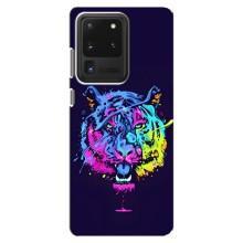 Силиконовый бампер с картинкой животных для Samsung Galaxy S20 Ultra (Тигр-Арт)