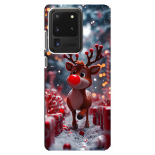 Яркий чехол для Samsung Galaxy S20 Ultra с Зимними Оленятами (Олень среди подарков)