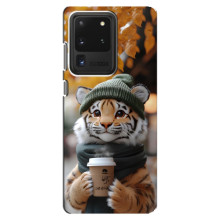 Печатный чехол «Зверята с кофе» для Samsung Galaxy S20 Ultra – Тигр с кофе