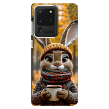 Печатный чехол «Зверята с кофе» для Samsung Galaxy S20 Ultra – Зайчик с кофе