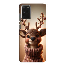 Яркий чехол для Samsung Galaxy S20 с Зимними Оленятами – Олень в свитере