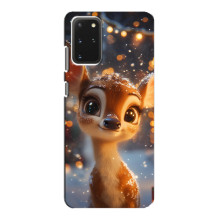 Яркий чехол для Samsung Galaxy S20 с Зимними Оленятами – Оленёнок среди гирлянд