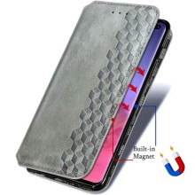 Кожаный чехол книжка GETMAN Cubic (PU) для Samsung Galaxy S21 FE – Серый