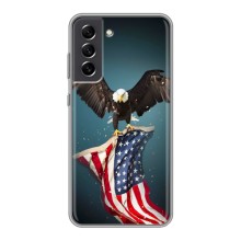 Чехол Флаг USA для Samsung Galaxy S21 FE (Орел и флаг)