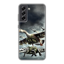 Чехол с мемами тралалело тралала для Samsung Galaxy S21 FE – Гусини и крокодило