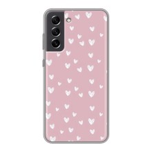 Чехол с розовым рисунком для Samsung Galaxy S21 FE (Сердечки на розовом)