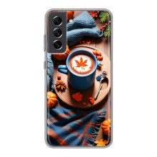 Чехол с уникальным дизайном «Осень с кофе» для Samsung Galaxy S21 FE – Кофе и тыквы