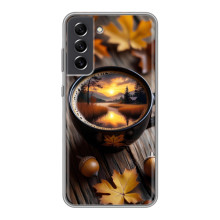Чехол с уникальным дизайном «Осень с кофе» для Samsung Galaxy S21 FE – Тёмный кофе