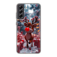 Яркий чехол для Samsung Galaxy S21 FE с Зимними Оленятами – Олень среди подарков