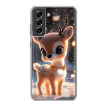 Яркий чехол для Samsung Galaxy S21 FE с Зимними Оленятами – Оленёнок