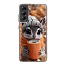 Печатный чехол «Зверята с кофе» для Samsung Galaxy S21 FE