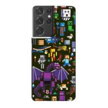 Чохол Майнкрафт на Samsung Galaxy S21 Plus (AlphaPrint) Minecraft (Колаж Майнкрафт)