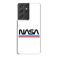 Силиконовый бампер с принтом "Наса" на Samsung Galaxy S21 Plus (NASA на белом фоне)