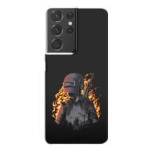 Силиконовый чехол с картинкой "Герой Pubg" на Samsung Galaxy S21 Plus – В огне