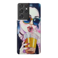 Чехол с картинкой Модные Девчонки Samsung Galaxy S21 Plus – Девушка с коктейлем