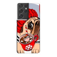 Бампер для Samsung Galaxy S21 Plus с картинкой "Песики" (Грустная собака)