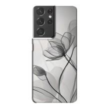 Чохол з квітковим принтом на Самсунг Галаксі S21 Plus (Чорні квіти)