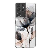 Чохол з квітковим принтом на Самсунг Галаксі S21 Plus (Квіти на білому)