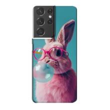 Чохол з принтом стильні тварини для Самсунг Галаксі S21 Plus (Кролик в окулярах)