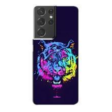 Силиконовый бампер с картинкой животных для Samsung Galaxy S21 Plus (Тигр-Арт)