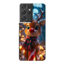 Яскравий чохол для Samsung Galaxy S21 Plus з Зимові Оленята – Олень з шарфом
