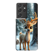 Яскравий чохол для Samsung Galaxy S21 Plus з Зимові Оленята – Оленятко в лісі