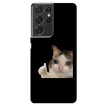 Бампер с принтом Мемы для Samsung Galaxy S21 ultra – Кот в слезах