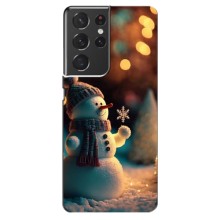 Чехлы на Новый Год Samsung Galaxy S21 ultra (Снеговик праздничный)