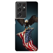 Чехол Флаг USA для Samsung Galaxy S21 ultra – Орел и флаг