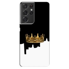Чехол (Корона на чёрном фоне) для Самсунг С21 Ультра – Золотая корона