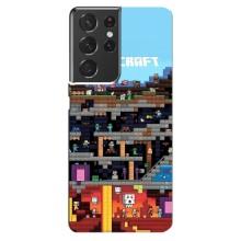 Чохол Майнкрафт на Samsung Galaxy S21 ultra (AlphaPrint) Minecraft (фон Minecraft)