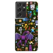 Чохол Майнкрафт на Samsung Galaxy S21 ultra (AlphaPrint) Minecraft (Колаж Майнкрафт)