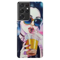 Чехол с картинкой Модные Девчонки Samsung Galaxy S21 ultra – Девушка с коктейлем