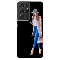 Чехол с картинкой Модные Девчонки Samsung Galaxy S21 ultra – Девушка со смартфоном