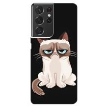 Чохол з принтом для Samsung Galaxy S21 ultra (AlphaPrint) Модні коти (Сумний кіт)