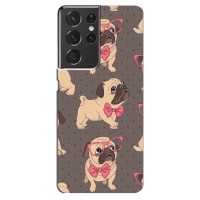 Чехол (ТПУ) Милые собачки для Samsung Galaxy S21 ultra – Собачки Мопсики