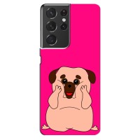 Чехол (ТПУ) Милые собачки для Samsung Galaxy S21 ultra (Веселый Мопсик)