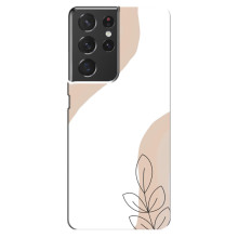 Силконовий чохол з принтом в квітах на Samsung Galaxy S21 ultra (Нюдовий дизайн)