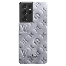 Текстурный Чехол Louis Vuitton для Самсунг С21 Ультра – Белый ЛВ