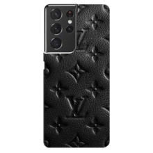 Текстурный Чехол Louis Vuitton для Самсунг С21 Ультра (Черный ЛВ)
