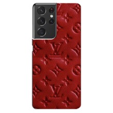 Текстурный Чехол Louis Vuitton для Самсунг С21 Ультра – Красный ЛВ