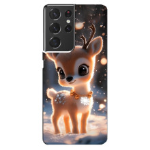 Яркий чехол для Samsung Galaxy S21 ultra с Зимними Оленятами – Оленёнок