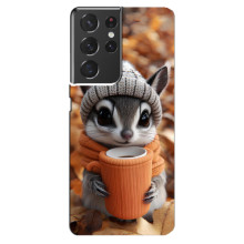 Друкований чохол 'Звірята з кавою' для Samsung Galaxy S21 ultra